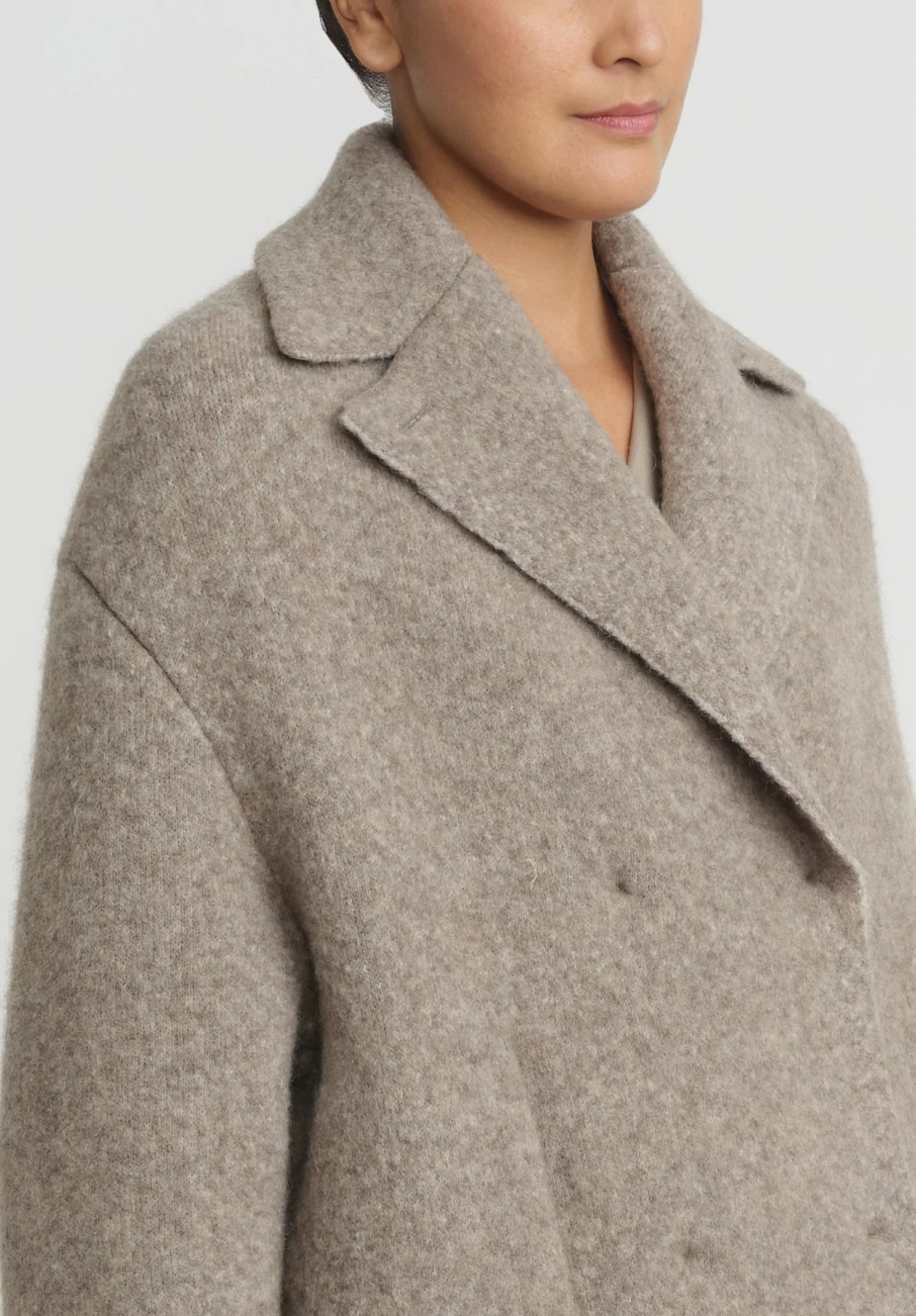 Boboutic Jackets | Felted, Knit Short Coat In Natural Brown Melange