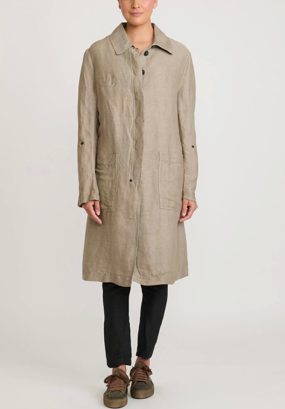 Rundholz Coats & Dusters | Linen/Silk Lightweight Coat In Flint Tan