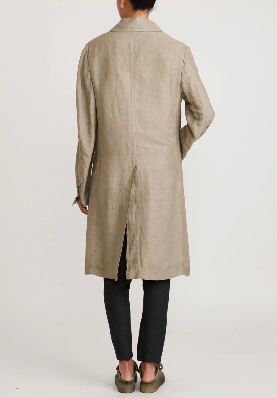 Rundholz Coats & Dusters | Linen/Silk Lightweight Coat In Flint Tan