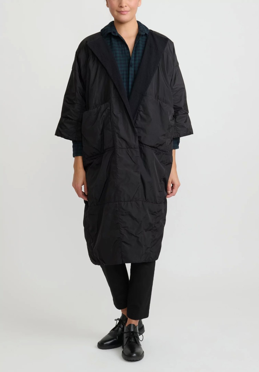 Daniela Gregis Coats & Dusters | Cashmere Lined ''Trapuntato'' Coat In Black & Blue