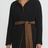 Nanna Pause Coats & Dusters | Belted Aaron Coat In Navy Blue & Alpaca Brown