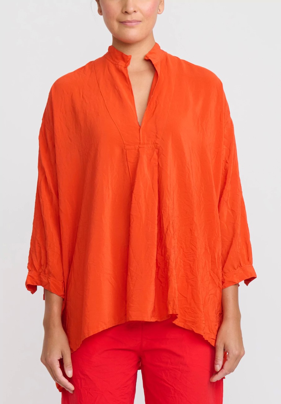 Daniela Gregis Tops | Washed Silk Kora Top In Arancione Orange