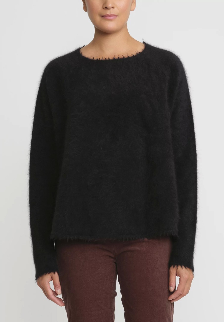 Rundholz Knitwear | Racoon Hair Long Sleeve Sweater In Black