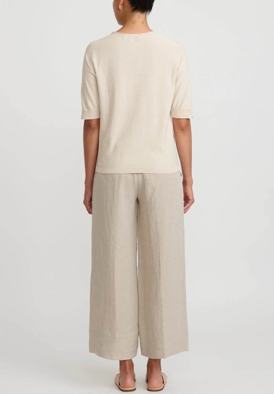 Antonelli Knitwear | Cotton Short Sleeve Platone Sweater In Off White Natural