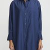 Umit Unal Shirts & Blouses | Cotton Long Asymmetric Side-Slit Shirt In Indigo Blue