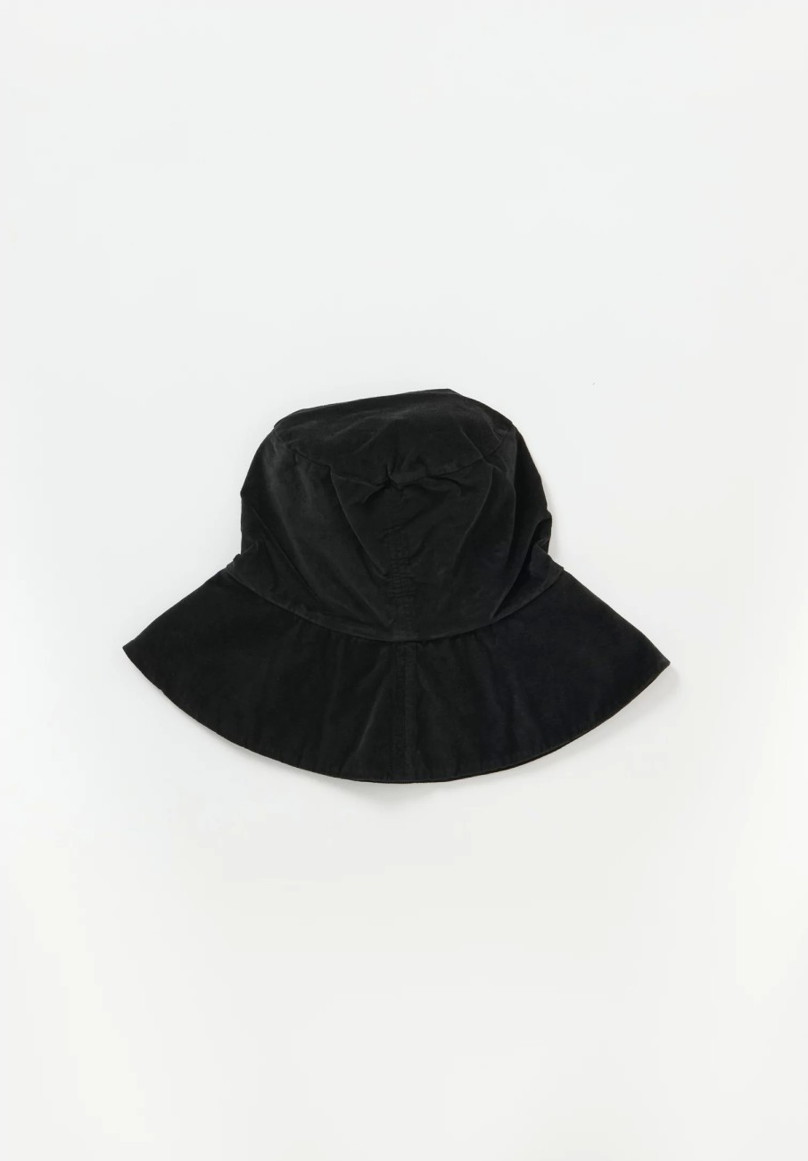 Album di Famiglia Hats | Cotton Velvet Wide Brim Hat In Slate Grey