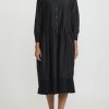 Umit Unal Dresses | Hand Stitched Cotton & Silk Shirt Dress In Black