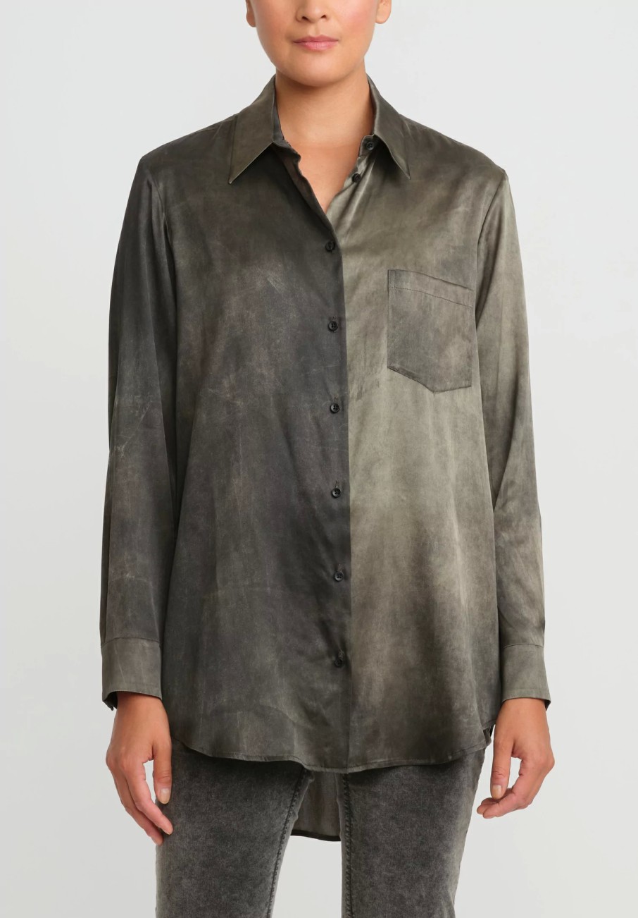 Uma Wang Shirts & Blouses | Silk Evaristo Tavella Shirt In Dark Grey