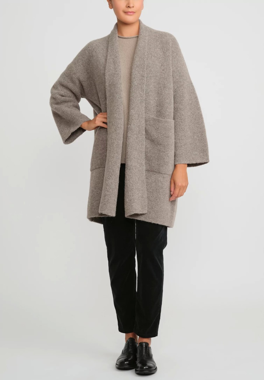 Lauren Manoogian Coats & Dusters | Double Face Baby Alpaca Wide Coat In Granite Taupe