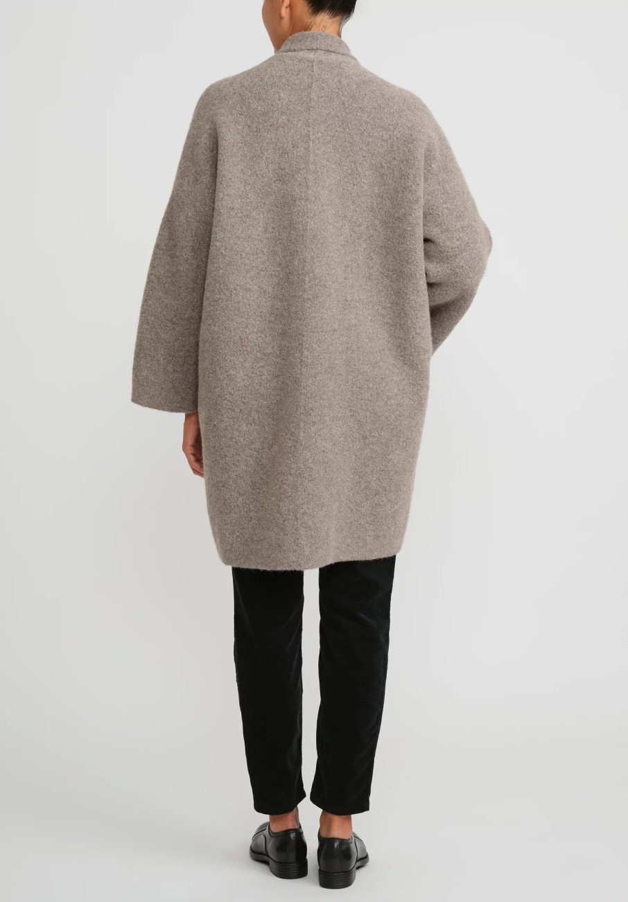 Lauren Manoogian Coats & Dusters | Double Face Baby Alpaca Wide Coat In Granite Taupe