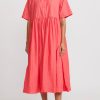 Casey Casey Dresses | Light Paper Cotton Ethal Dress In Coral Pink