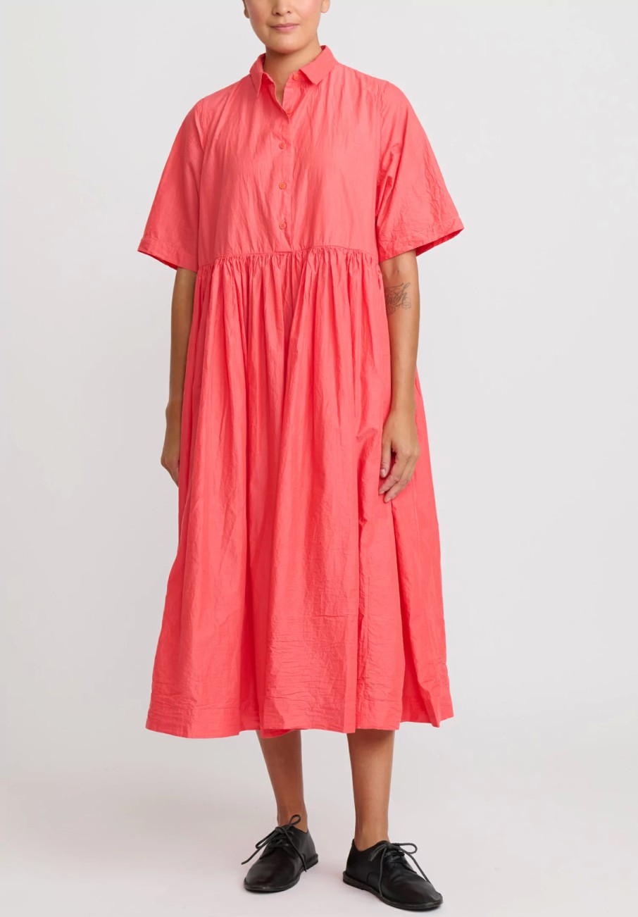 Casey Casey Dresses | Light Paper Cotton Ethal Dress In Coral Pink