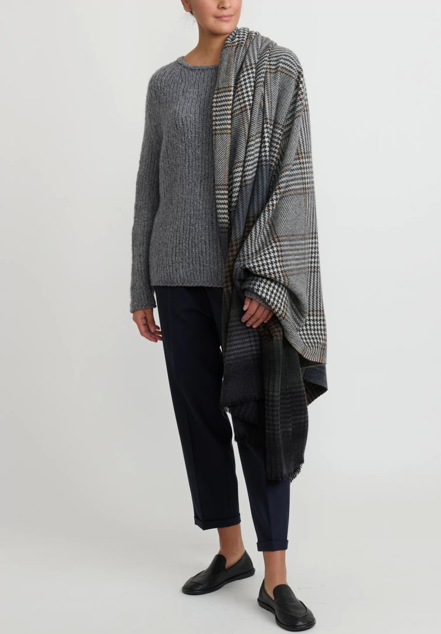 Wommelsdorff Knitwear | Hand Knit Cashmere Grace Sweater In Metal & Haze Grey