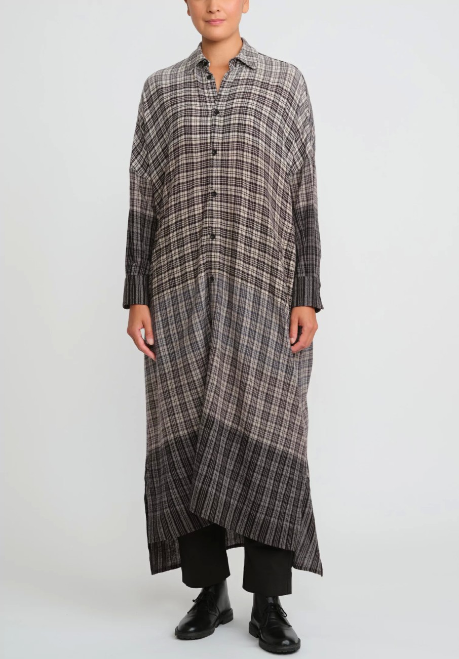 Toogood Dresses | The Trawlerman Soft Wool Check Dress In Granite Brown & Black