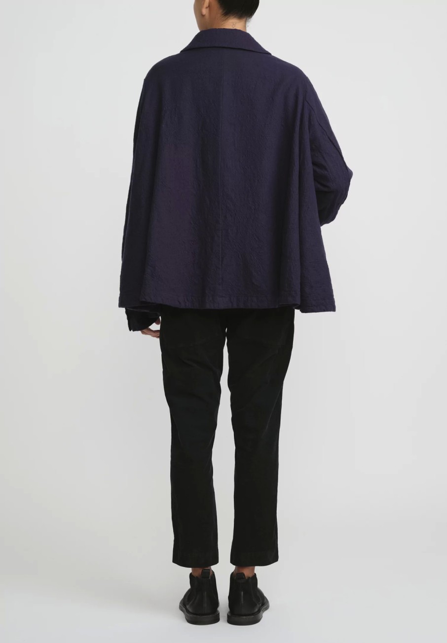 Rundholz Dip Jackets | Wool Oversized A-Line Jacket In Grape Blue