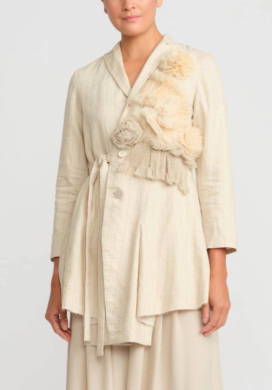 A Tentative Atelier Jackets | Hemp Linen & Hand Smocked Joely Jacket In Beige