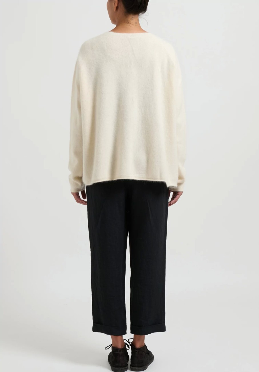 Rundholz Knitwear | Racoon Hair Knit Cardigan In Ivory White