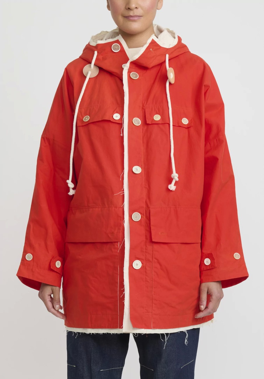 Toogood Coats & Dusters | Waxed Cotton Trawlerman Coat In Buoy Orange