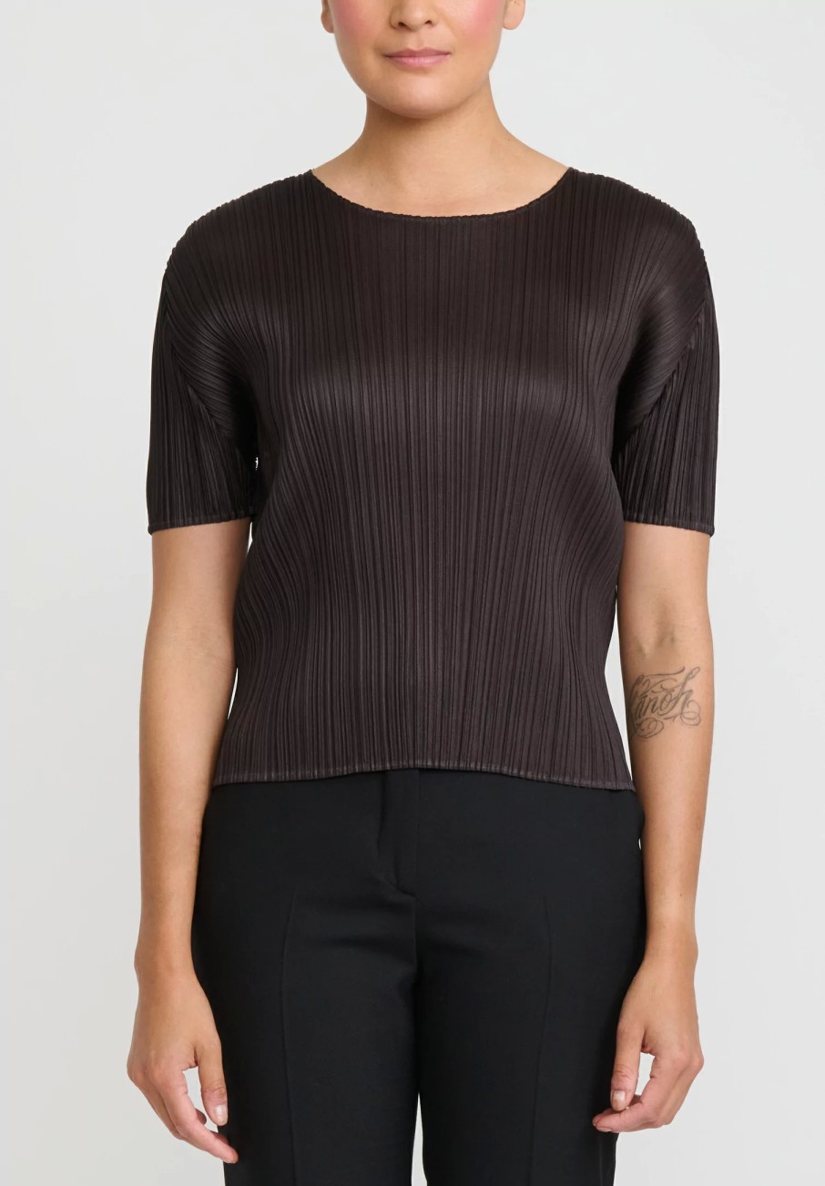 Issey Miyake Pleats Please Tops | June Top In Dark Brown