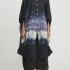 Gilda Midani Tunics | Pattern Dyed Linen Square Tunic In Blue Indigo Row