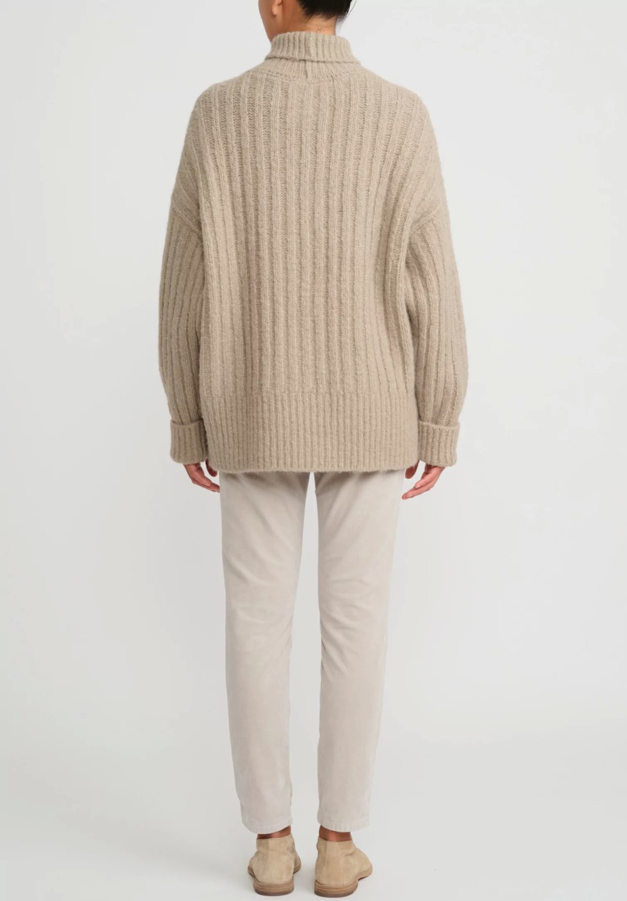 Lauren Manoogian Knitwear | Baby Alpaca Ribbed Turtleneck In Stoneware Natural