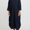 Daniela Gregis Dresses | Washed Cotton Abito Manica Lunga Lavata Dress In Blue Operaio