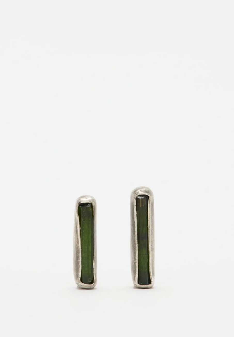 Miranda Hicks Earrings | Sterling Silver & Tourmaline Little Mineral Studs