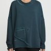 Umit Unal Tops | Cotton Distressed Sweatshirt In Pine Green