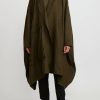 Rundholz Dip Coats & Dusters | Oversized Wool And Linen Square Coat In Khaki Green