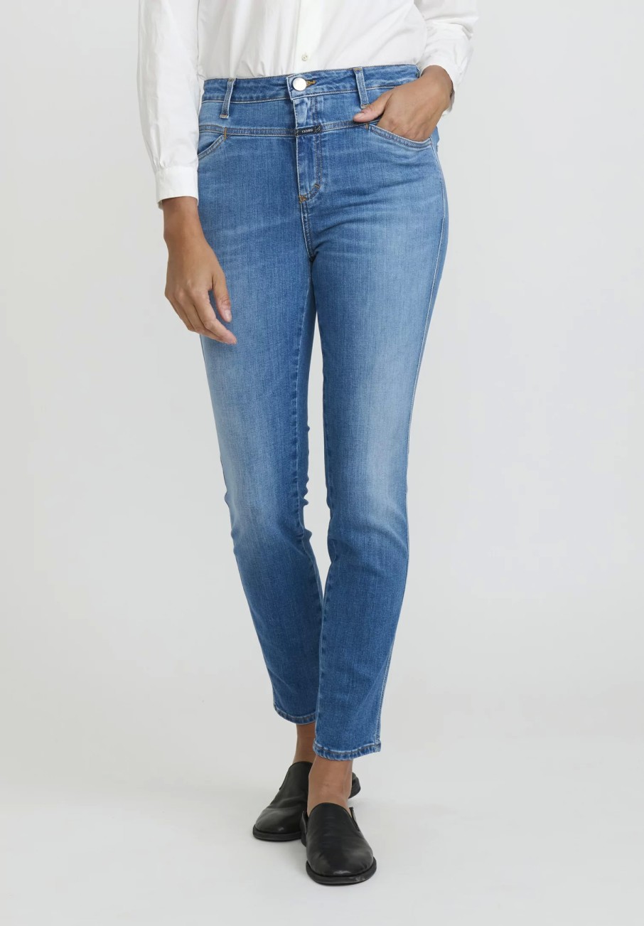 Closed Denim | Skinny Pusher High-Rise Jeans In Mid Blue