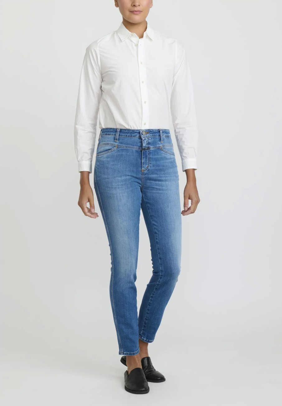 Closed Denim | Skinny Pusher High-Rise Jeans In Mid Blue