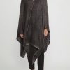 Avant Toi Ponchos | Hand-Painted Cashmere & Silk Off-Gauge Poncho In Nero Mushroom Grey