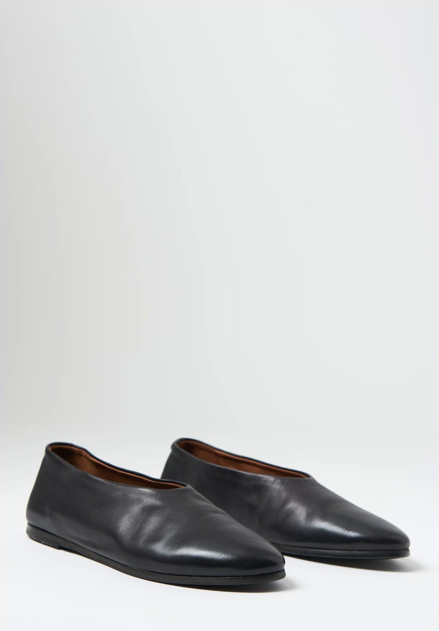 Marsèll Loafers & Slip-Ons | Leather Coltellaccio Ballerina Flat In Nero Black