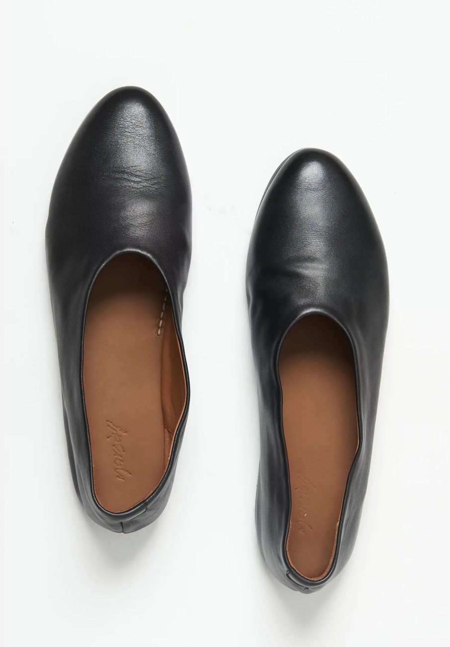 Marsèll Loafers & Slip-Ons | Leather Coltellaccio Ballerina Flat In Nero Black