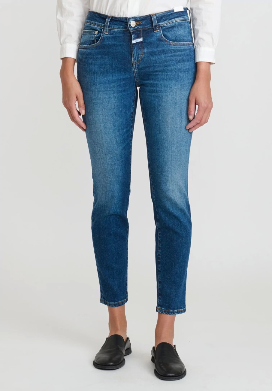 Closed Denim | Baker Cropped Cotton Denim Jeans In Dark Blue