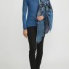 Avant Toi Scarves & Shawls | Cashmere & Silk Quadrello Dark Flowers Scarf In Nero Turquoise