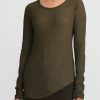 Rundholz Dip Tops | Cotton & Mesh Long Sleeve T-Shirt In Khaki Cloud Green