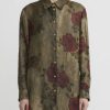 Uma Wang Shirts & Blouses | Rose Print ''Tyesha'' Shirt In Army Green And Red