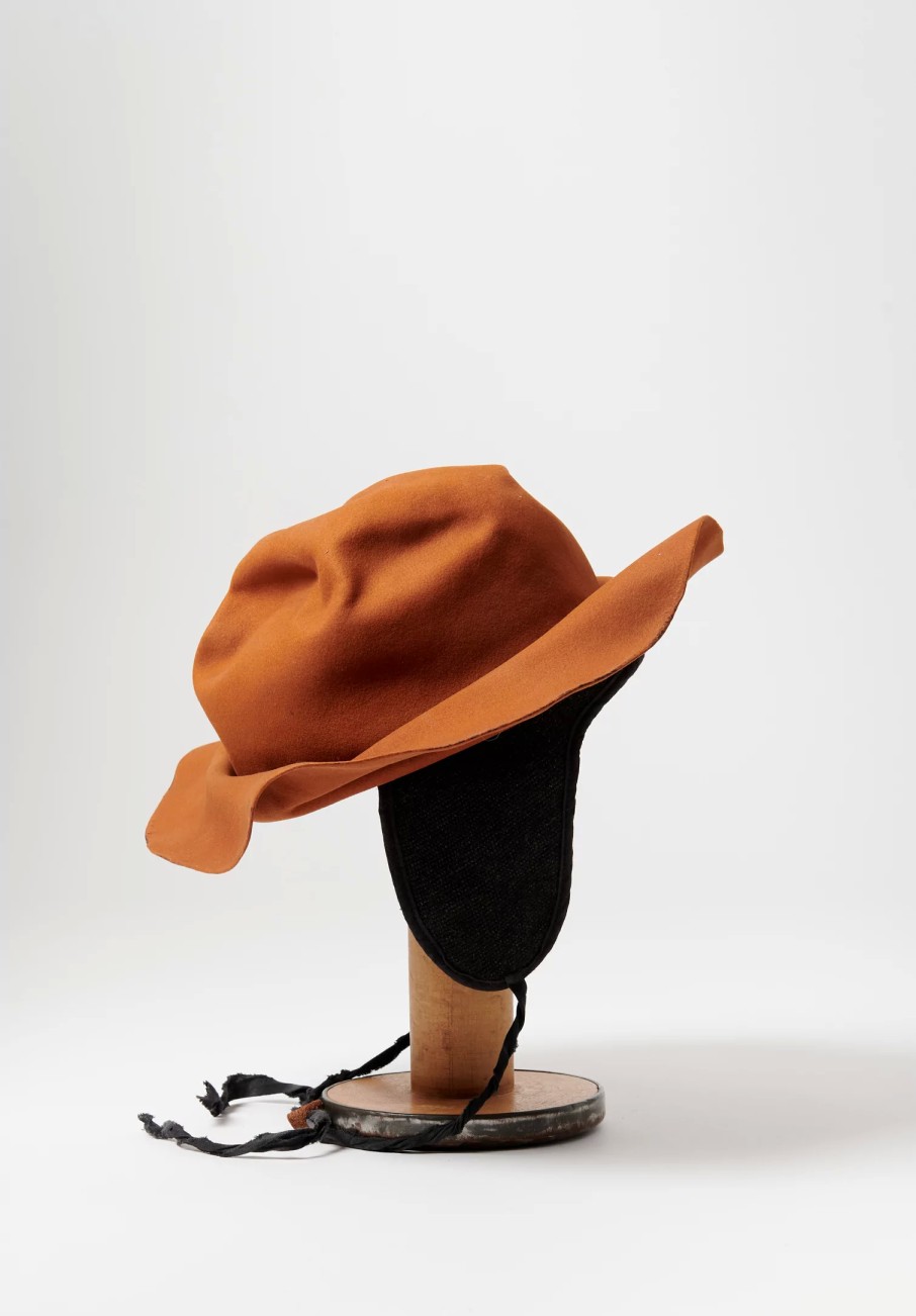 Horisaki Design & Handel Hats | Beaver Fur Felt Wrinkled Hat With Earflaps In Rust Orange