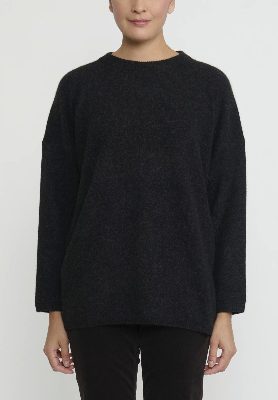 Kaval Knitwear | Cashmere And Sable Crewneck Sweater In Charcoal Grey