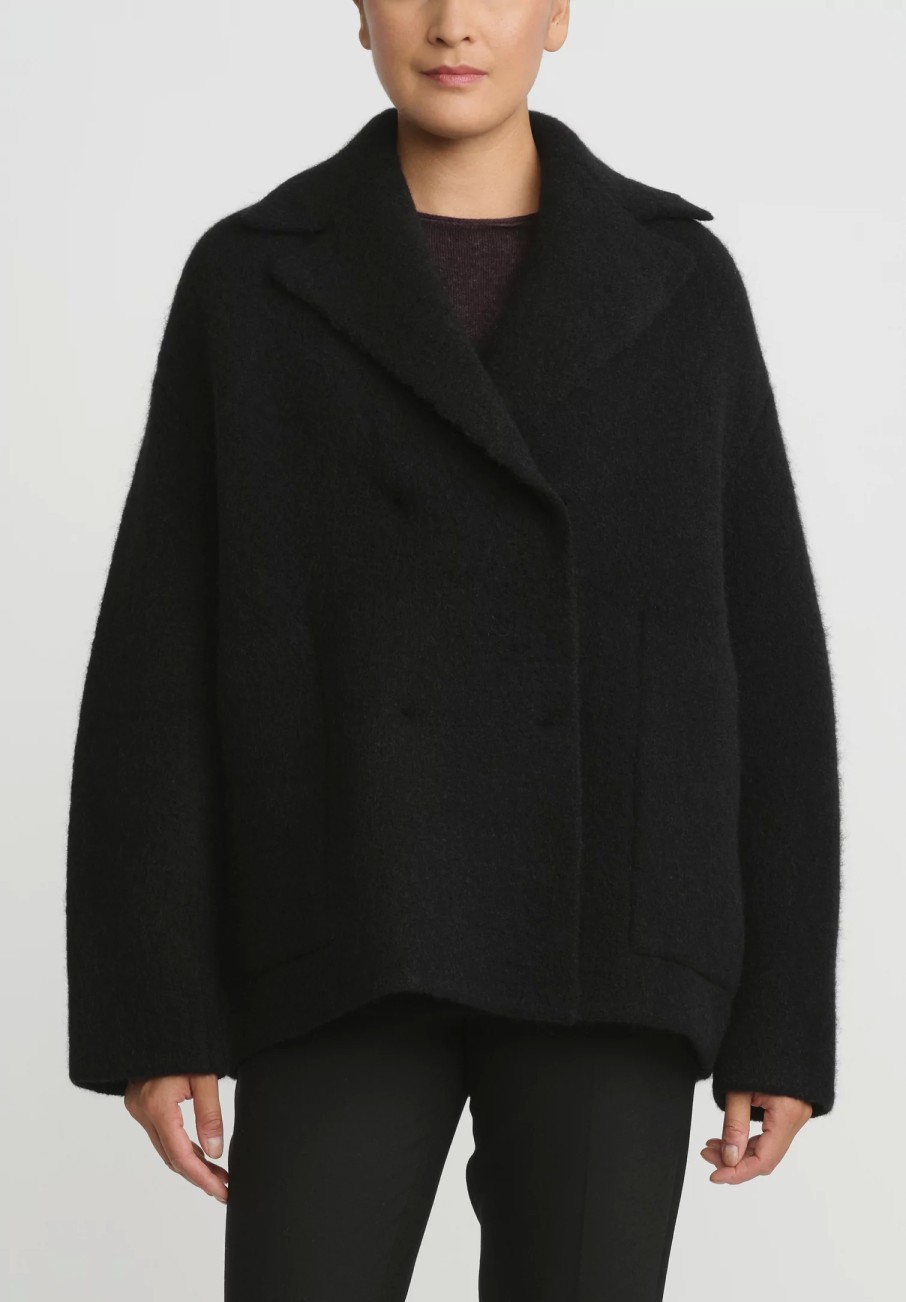 Boboutic Knitwear | Felted, Knit Short Coat In Black