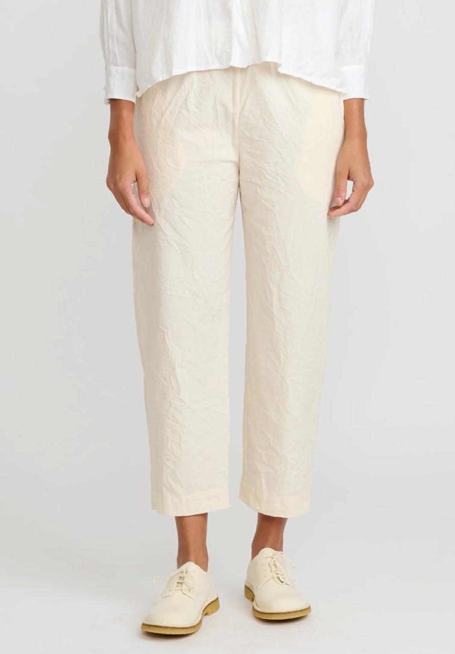 Daniela Gregis Pants | Washed Cotton Sigaretta Elastico Pants In Panna Cream