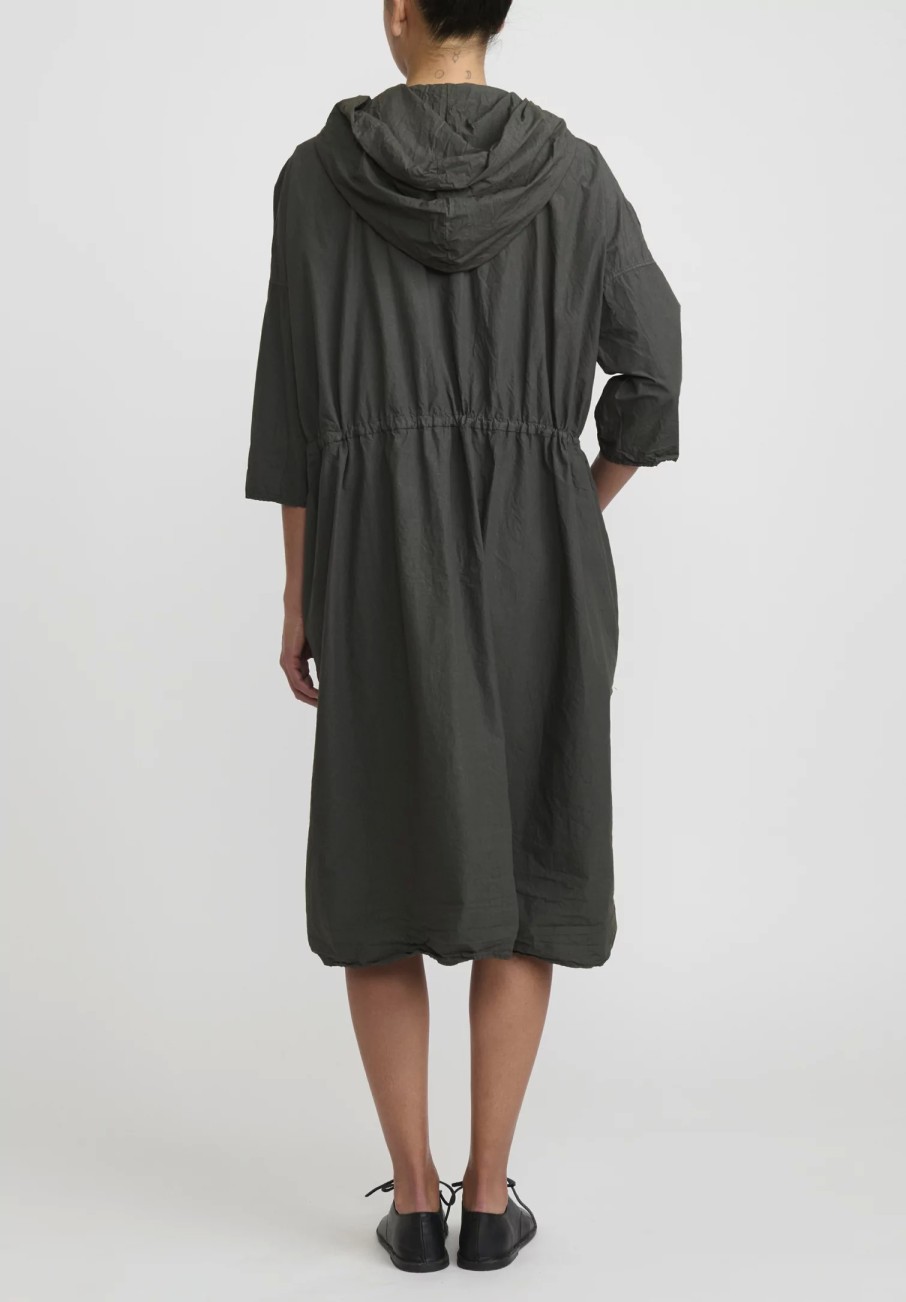 Album di Famiglia Dresses | Cotton Hooded Tc Dress In Moss Green