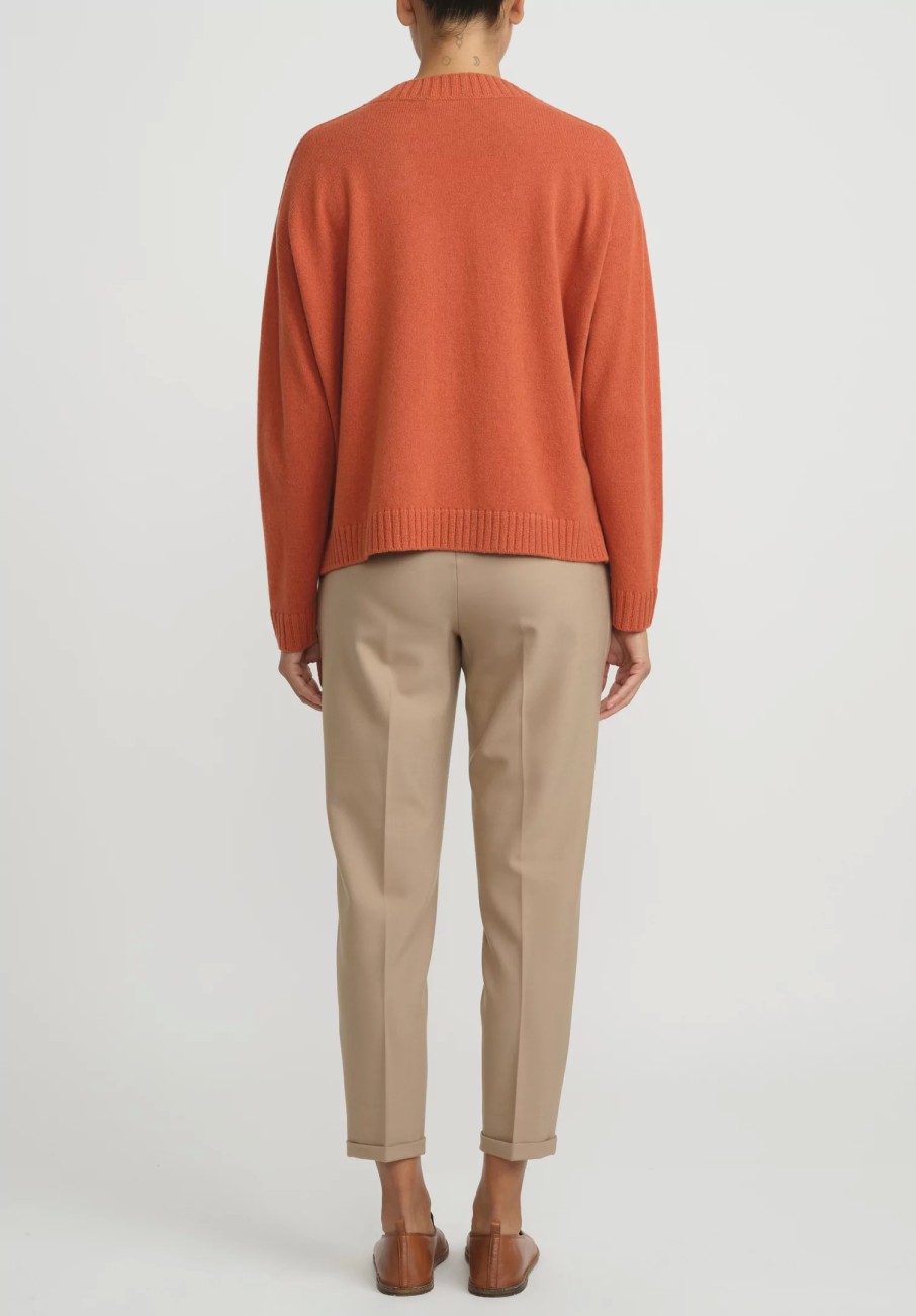 Antonelli Knitwear | Virgin Wool Gaeta V Neck Sweater In Orange