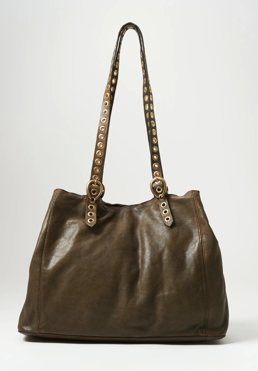 Campomaggi Handbags | Riveted Shopping Bag In Military Green