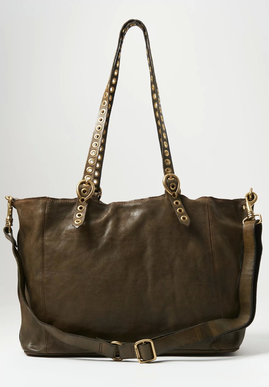 Campomaggi Handbags | Riveted Shopping Bag In Military Green