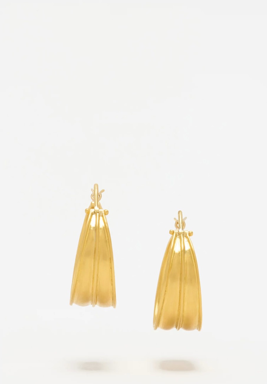 Prounis Earrings | 22K, Hinged Laurel Hoop Earrings