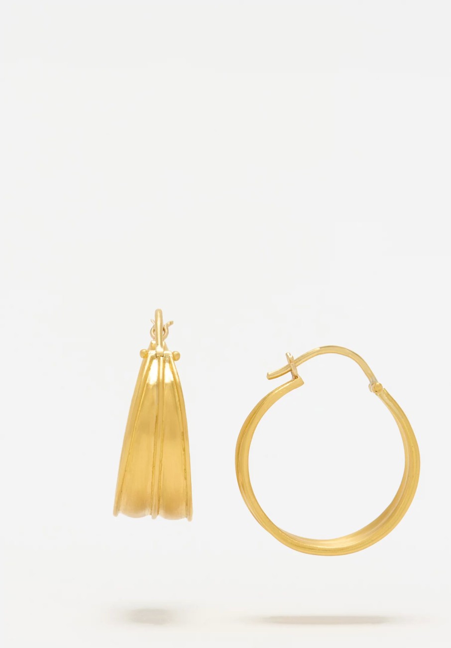 Prounis Earrings | 22K, Hinged Laurel Hoop Earrings