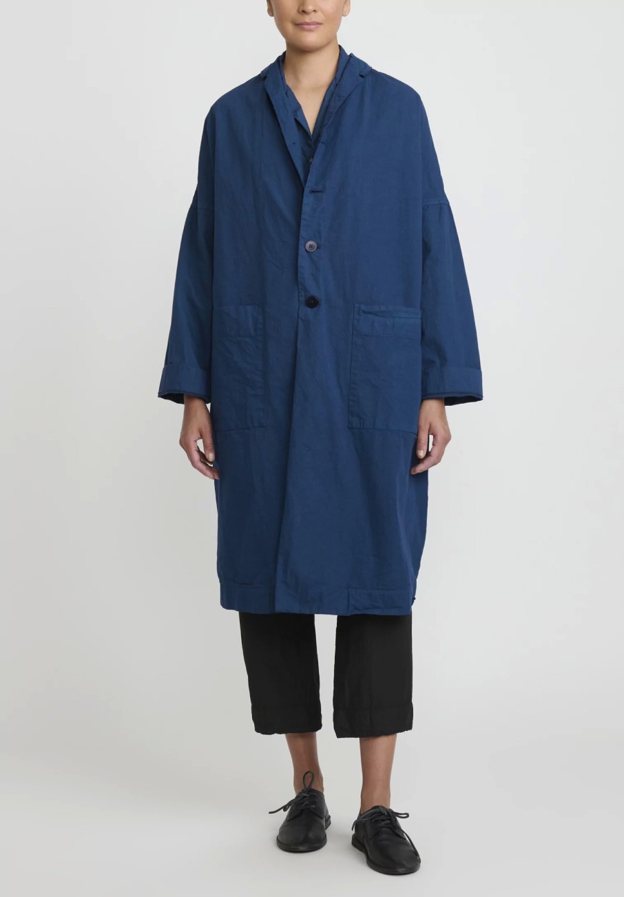 Album di Famiglia Coats & Dusters | Cotton Loose Cc Coat In Navy Blue