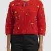 Péro Knitwear | Flower And Fruit Embellished Hand Knit Wool Cardigan In Red Orange